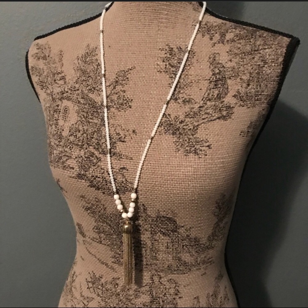 LOFT beaded tassel necklace